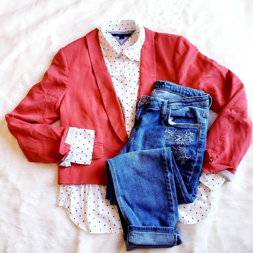 LOFT coral open front spring blazer 10